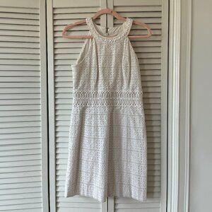 White Lilly Pulitzer Shift Dress with Beaded Detail
